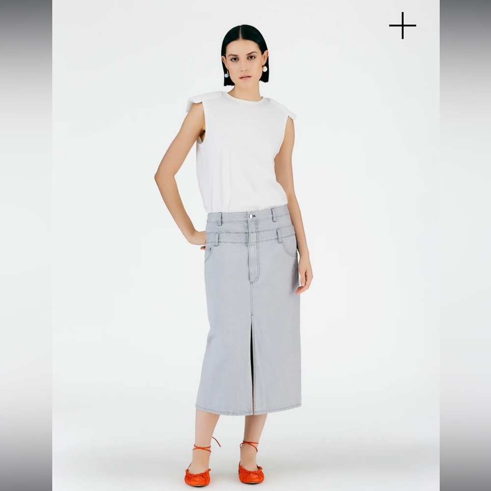 Tibi Double waisted sam jeans skirt